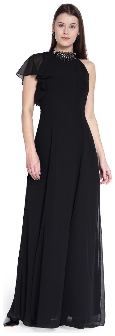 

Trendy Divva Black Geometric A-line dress