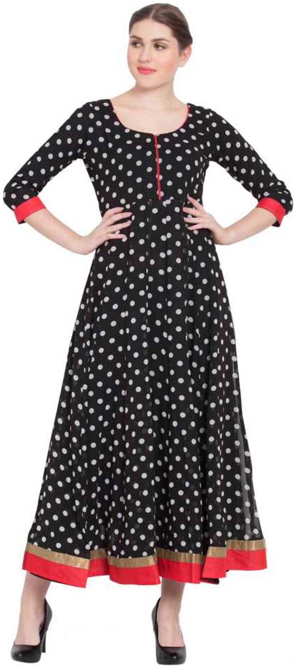 

ForeverYoung Women Black Printed Anarkali Kurta