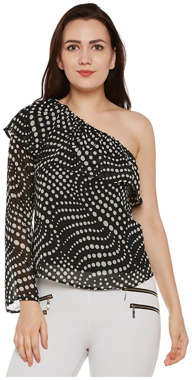 

Oxolloxo Women Printed Regular top - Black