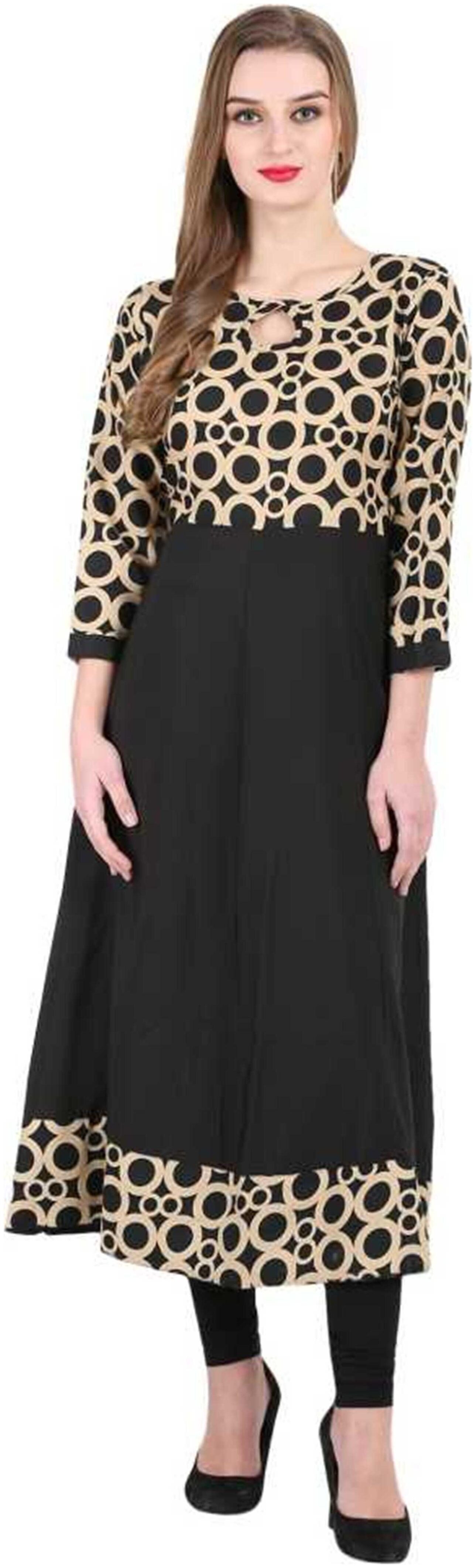 

ForeverYoung Women Black Printed Anarkali Kurta