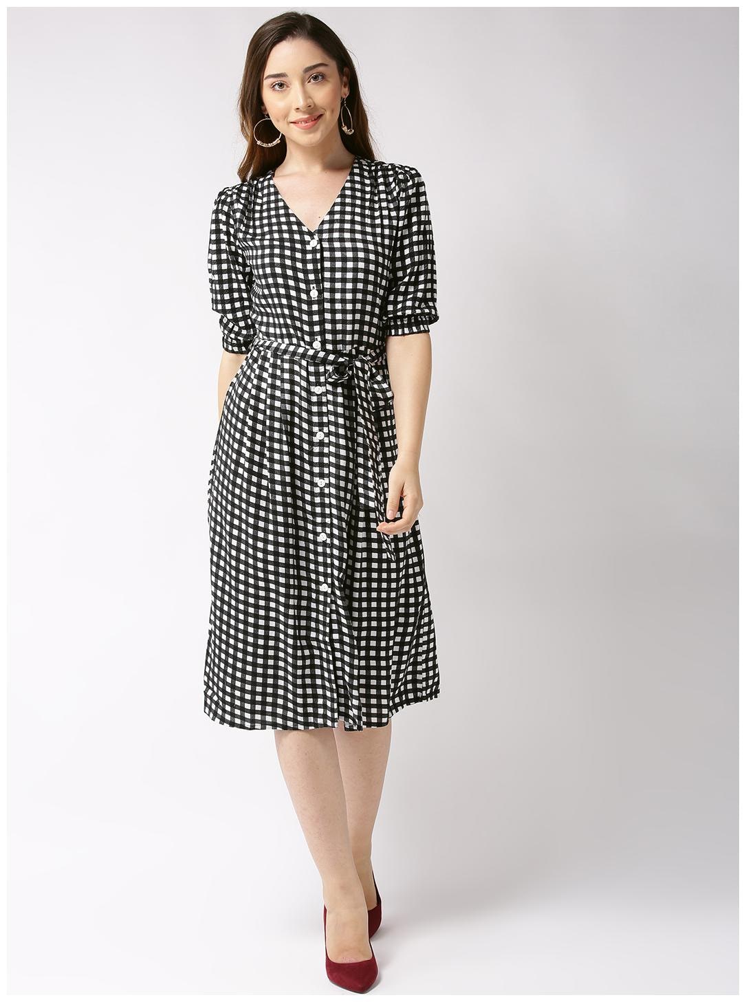 

Sera Black Checked Shirt dress