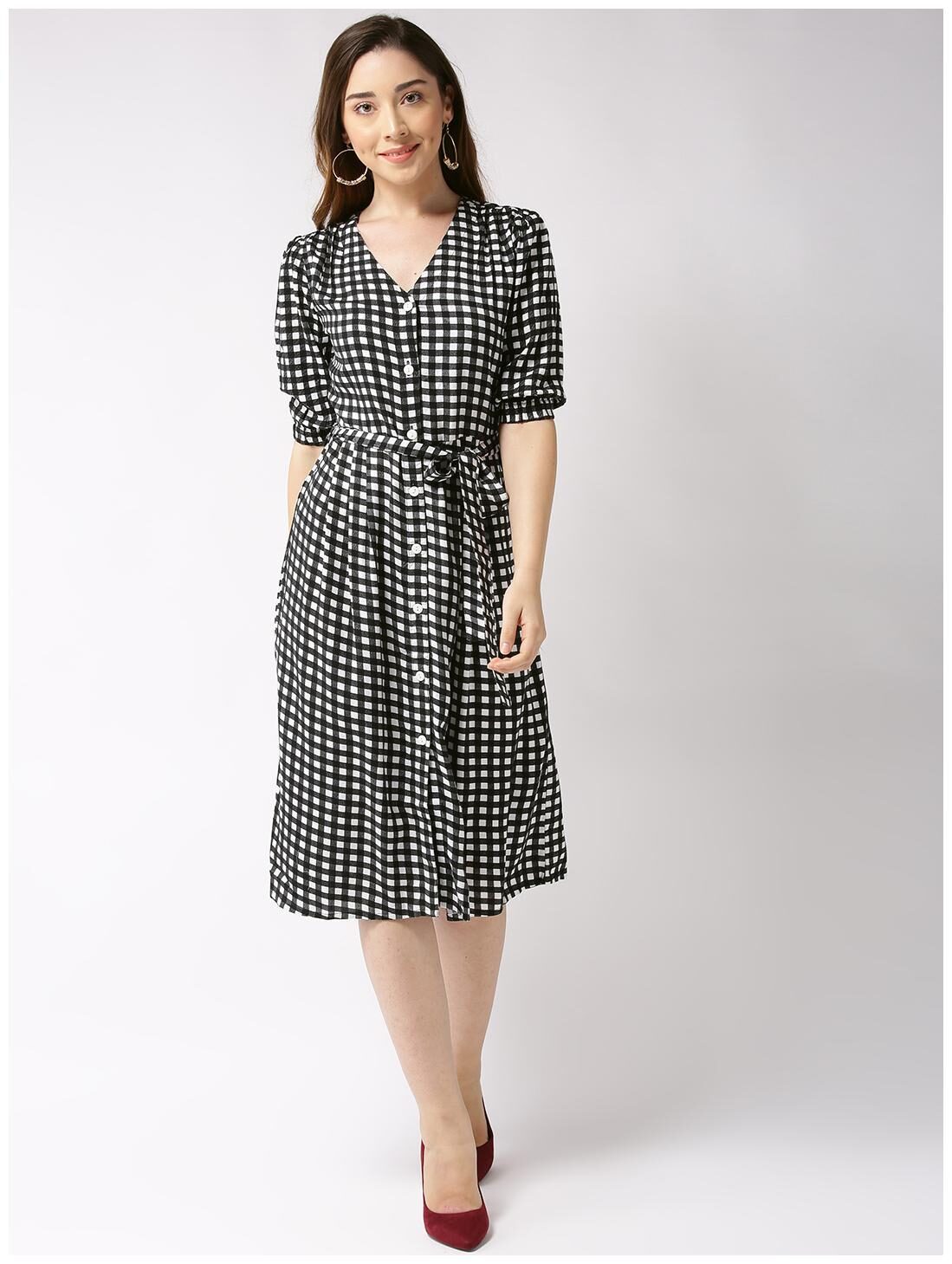 

Sera Black Checked Shirt dress