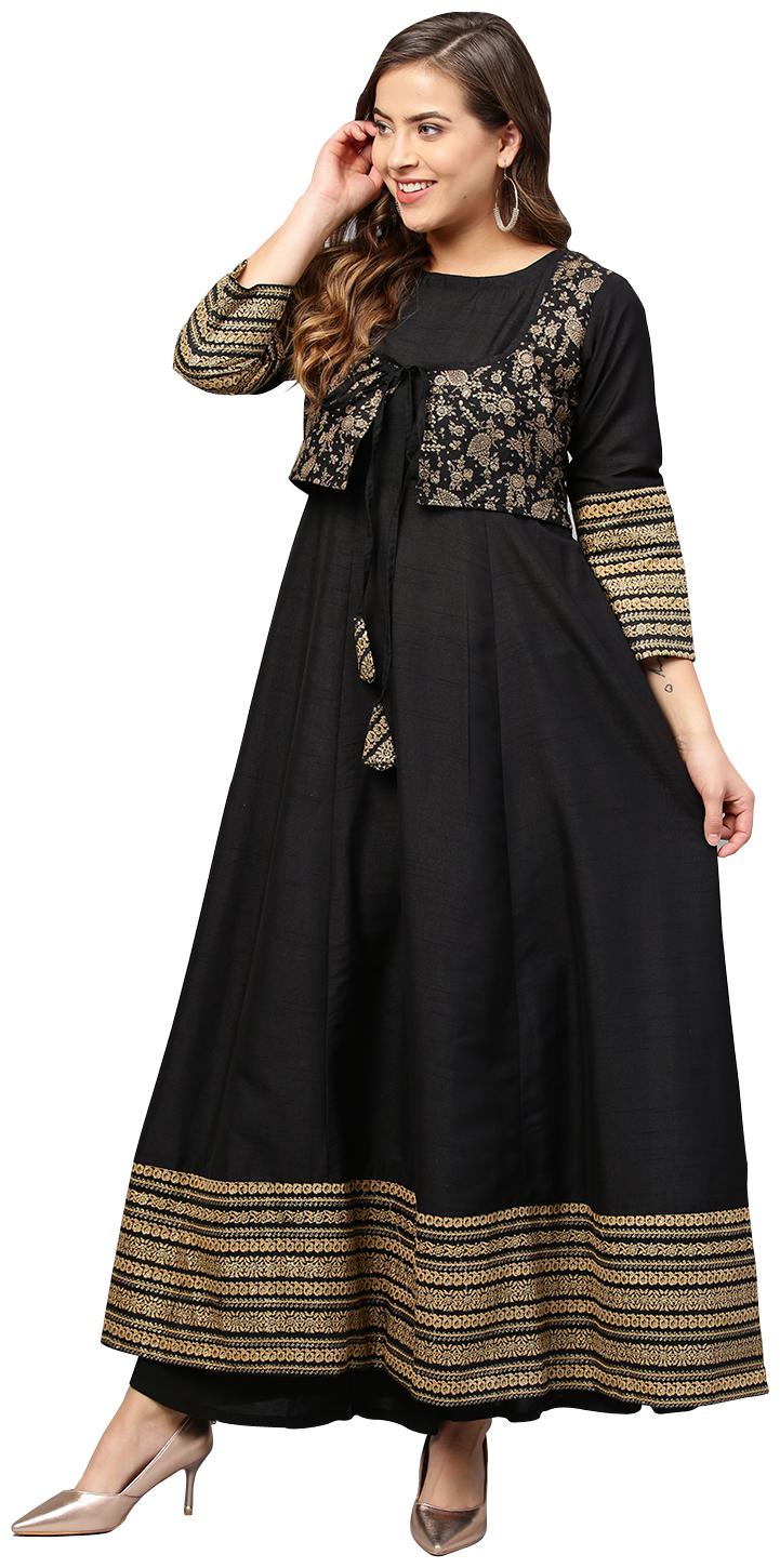 

Ahalyaa Women Black Printed Anarkali Kurta