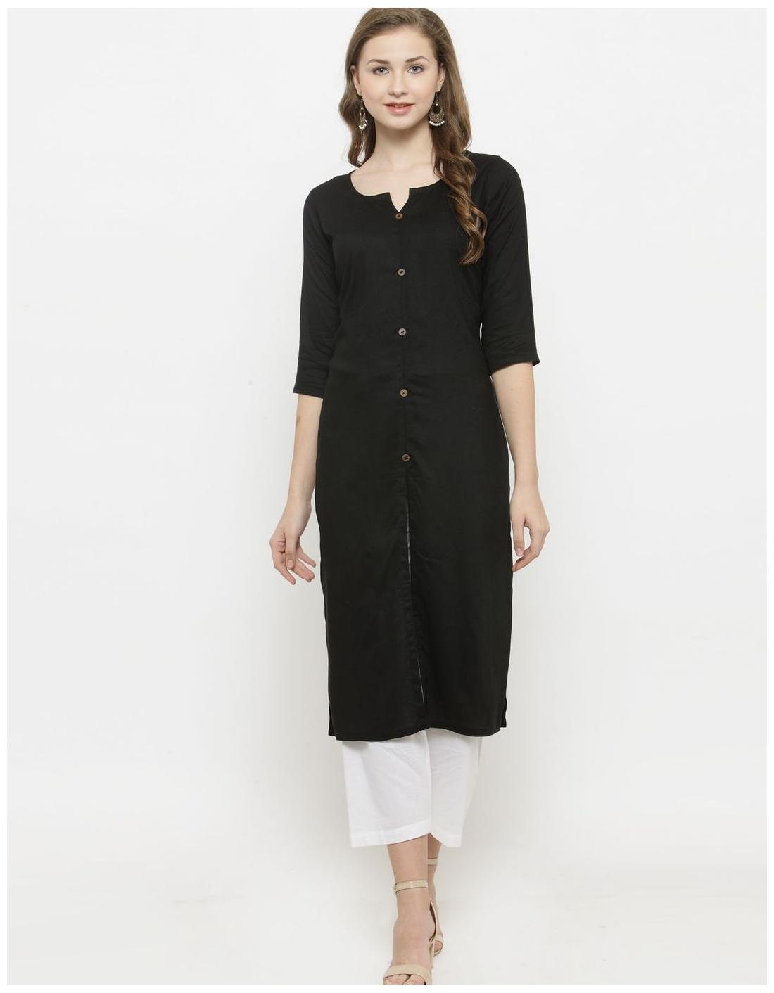 

Black Rayon Front Slit Kurti