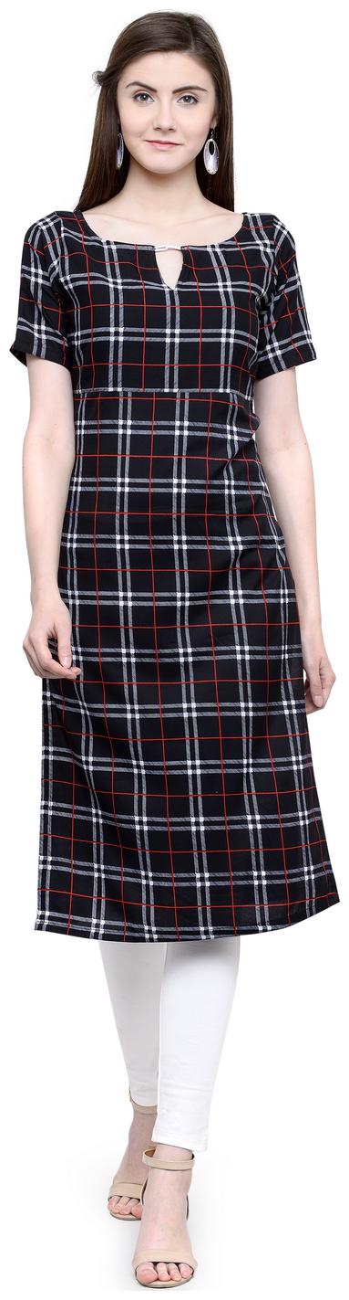 

Black red Check Crepe Kurti