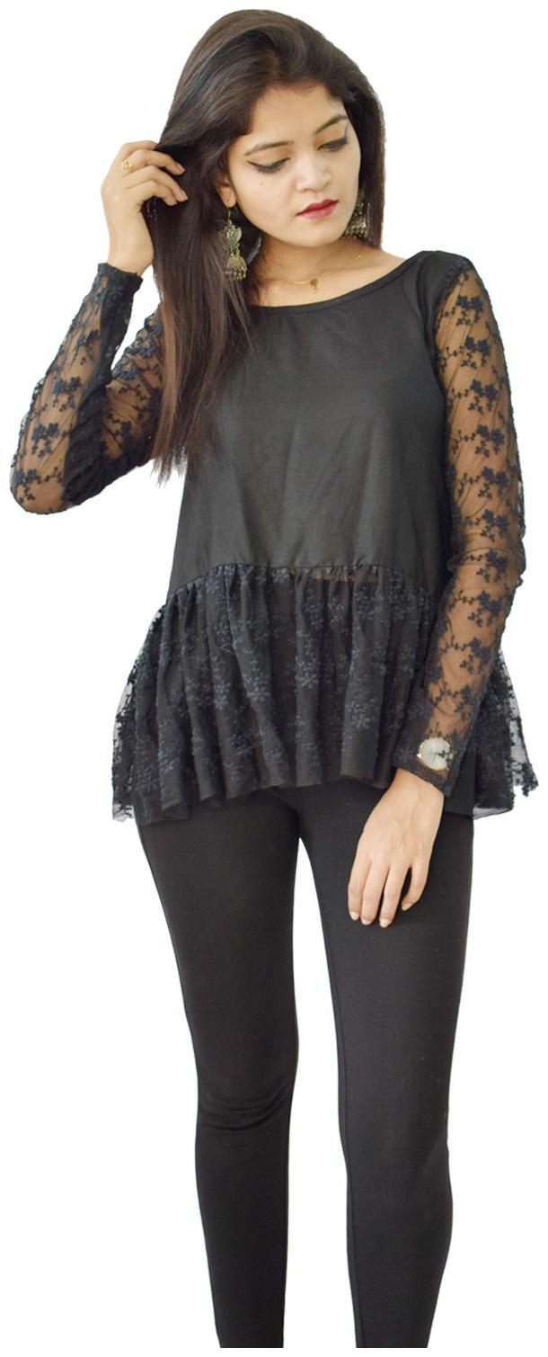 

Rajkumari dress up like a princess Women Solid Regular top - Black