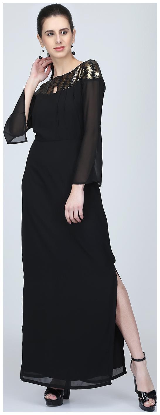 

EAVAN Black Embellished Maxi dress