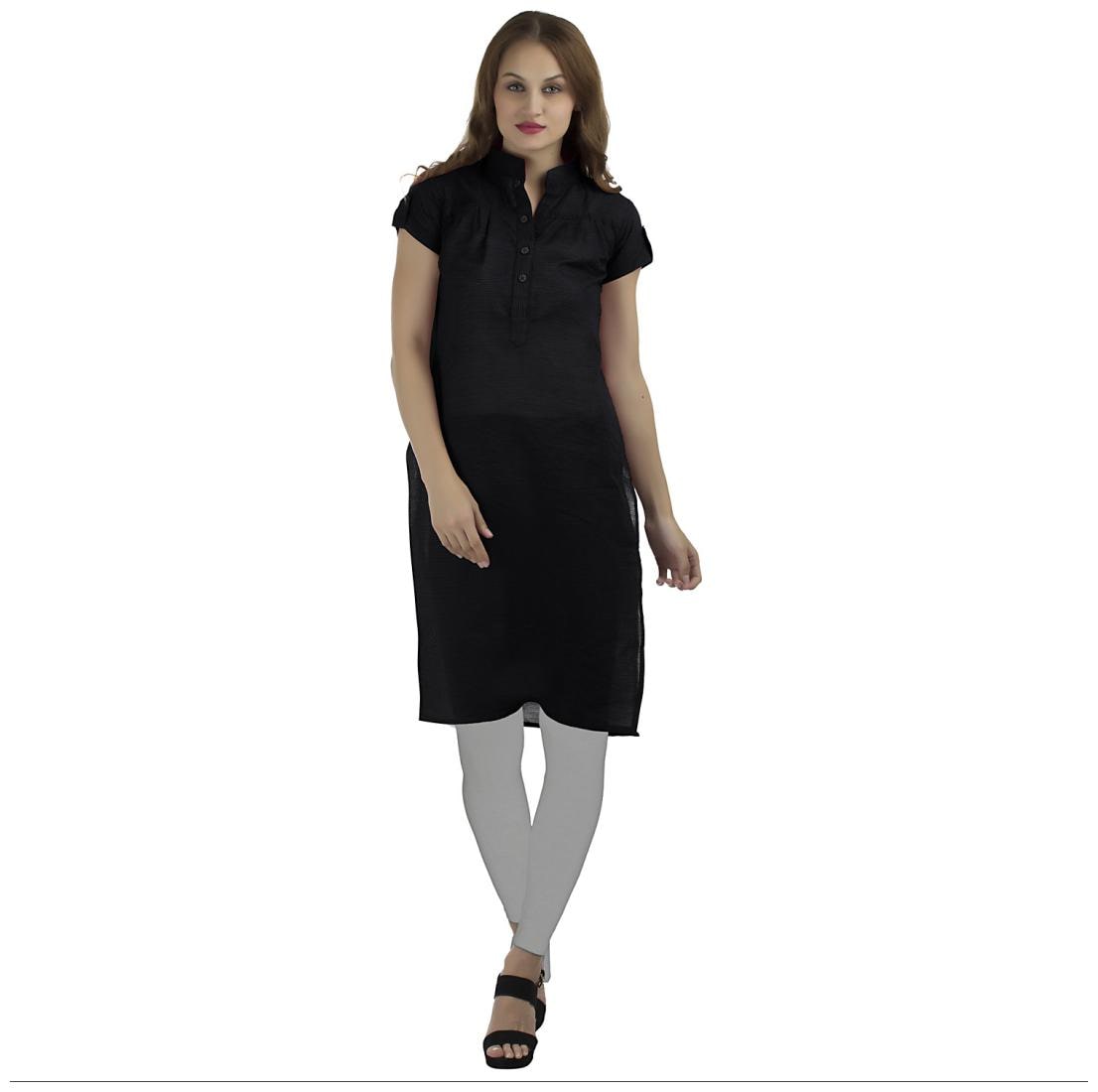 

Enchanted Drapes Women Black Solid Regular Kurti