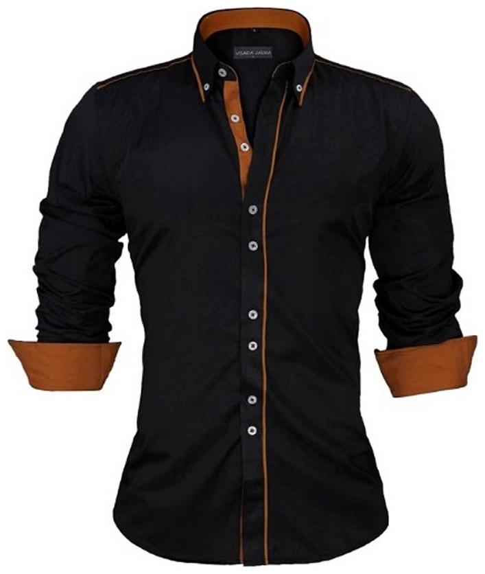 

UD FABRIC Men Black Solid Slim Fit Casual Shirt