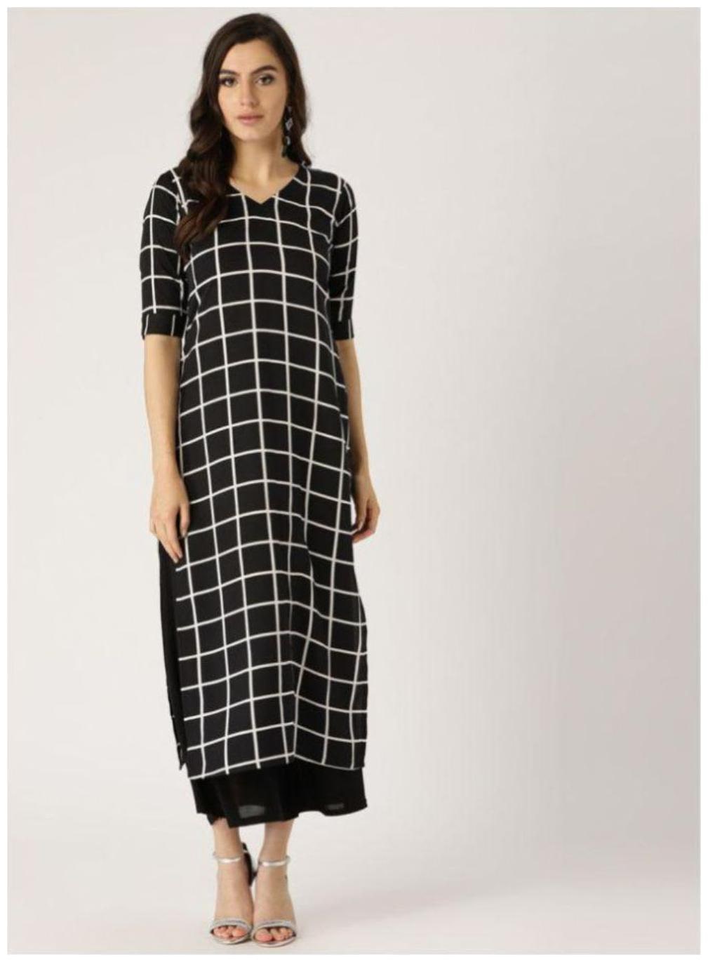 

Black Strip Print Kurti