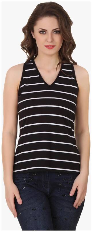 Texco Black & White Stripe Racer Back Top