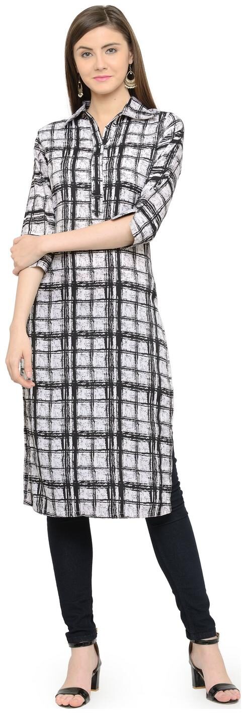 

Black White Check Crepe Kurti