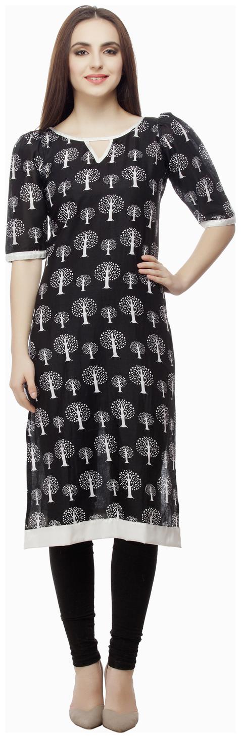 

Enchanted Drapes Women Black Printed Straight Kurti