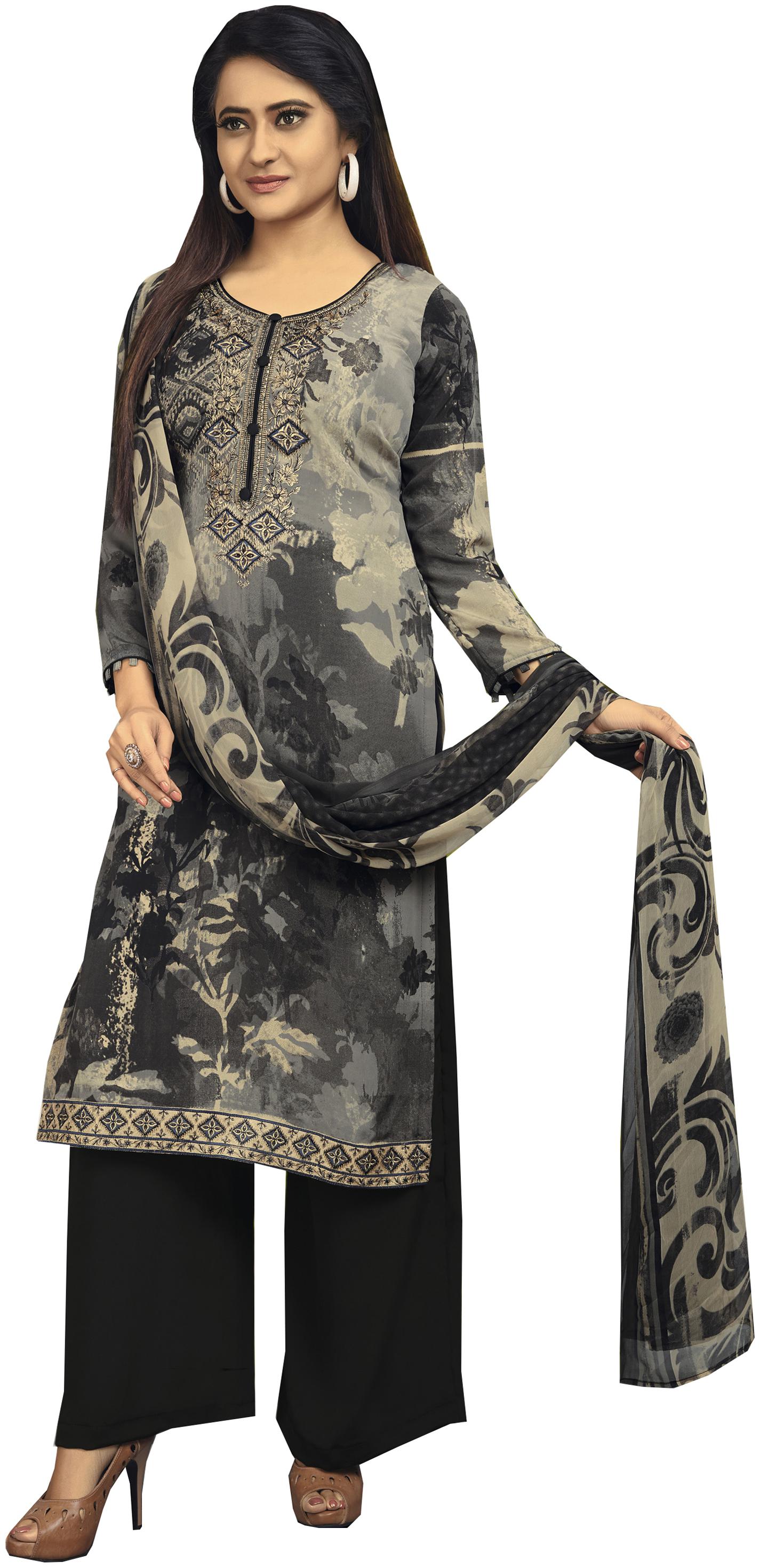 

Vishwam Black Unstitched Kurta with bottom dupatta With dupatta Dress Material