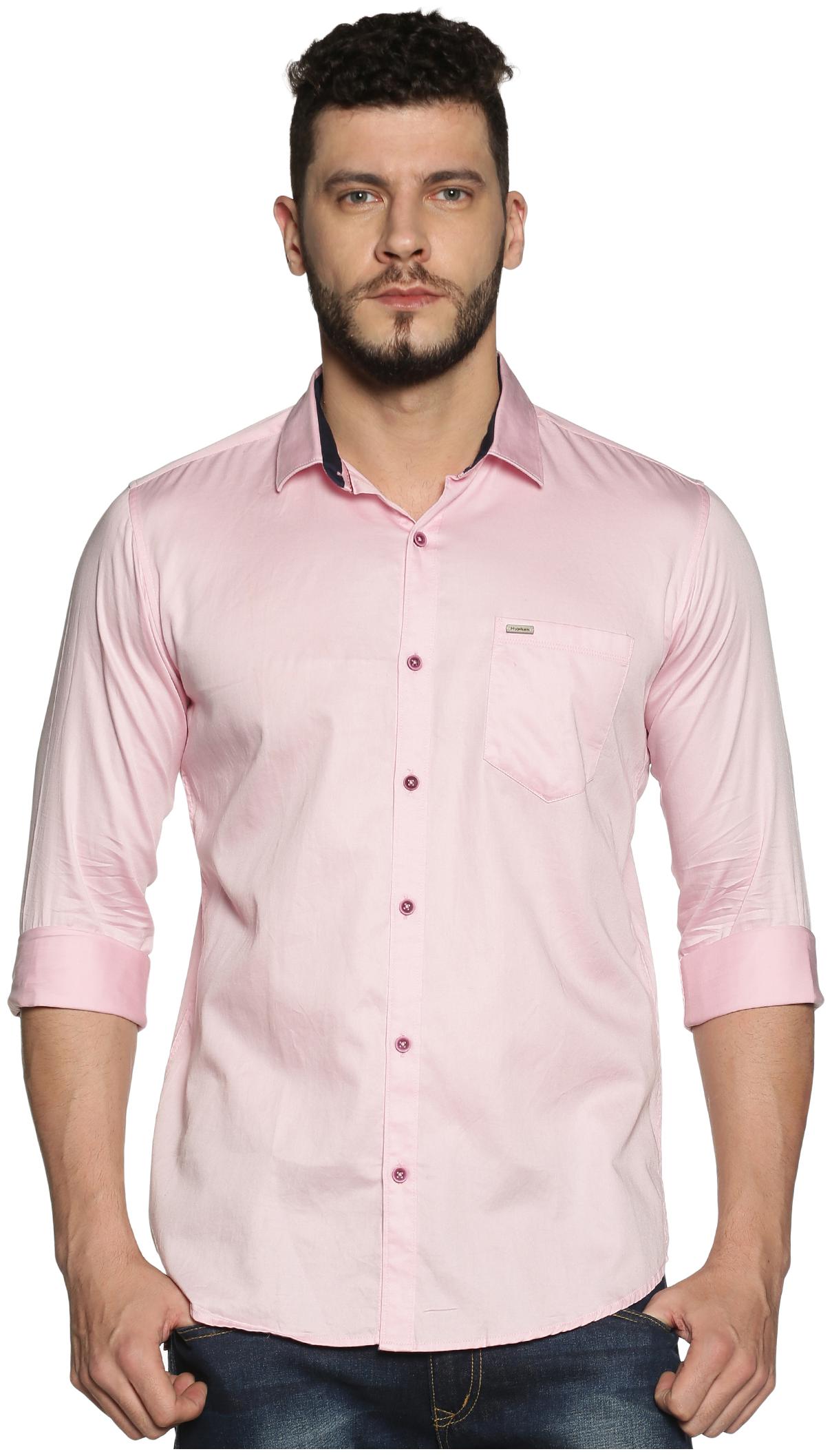 

BLACKANT Men Pink Solid Slim Fit Casual Shirt