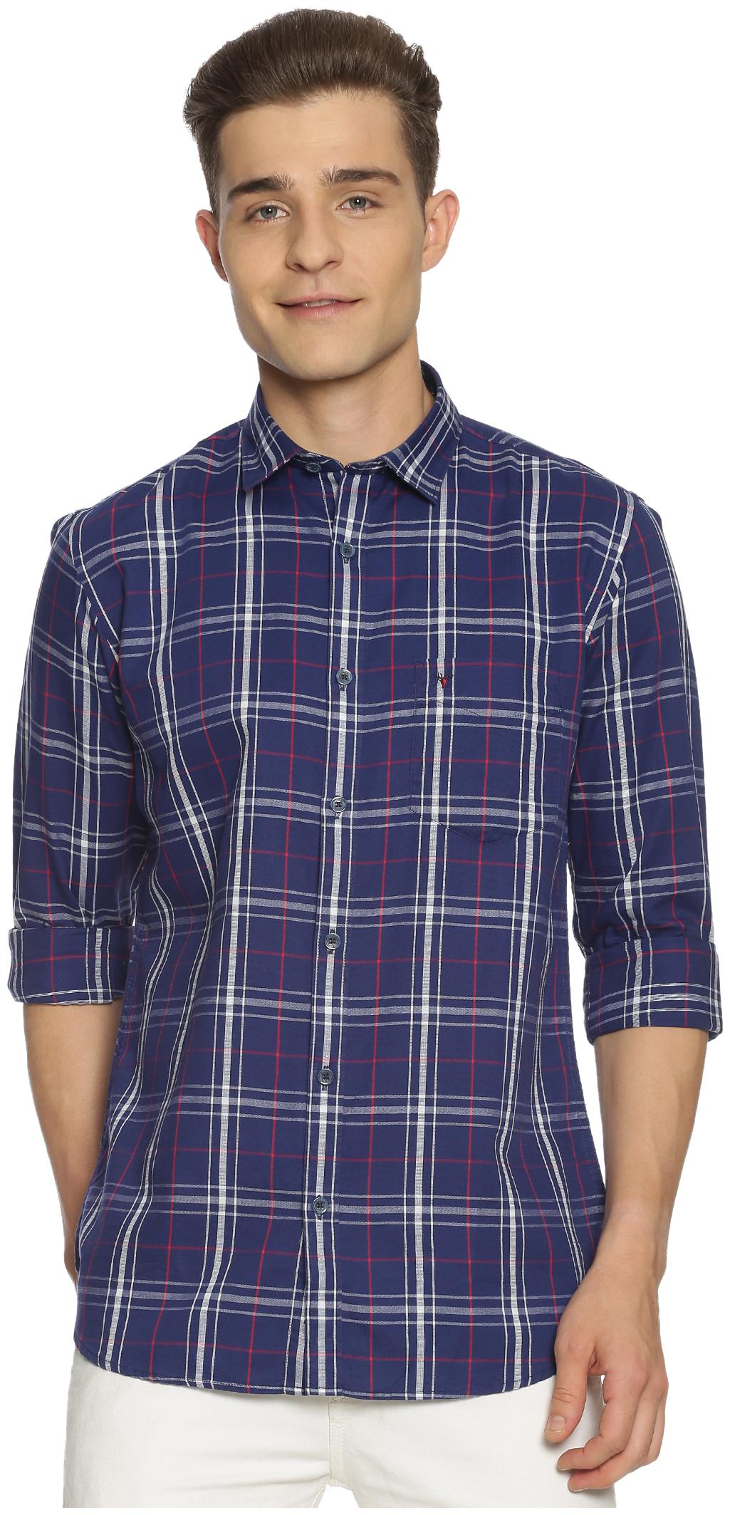 

BLACKANT Men Blue Checked Slim Fit Casual Shirt