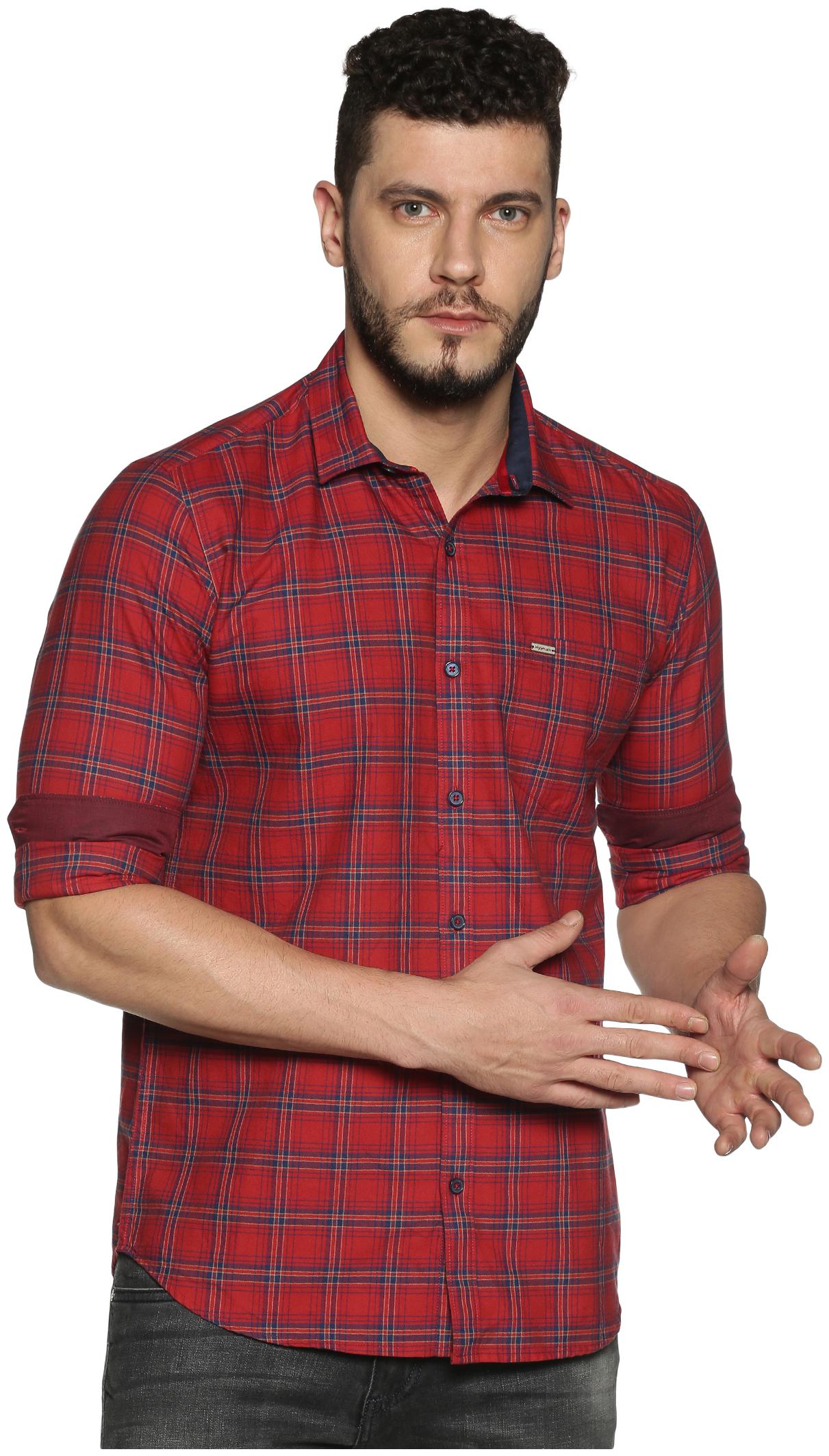 

BLACKANT Men Red Checked Slim Fit Casual Shirt