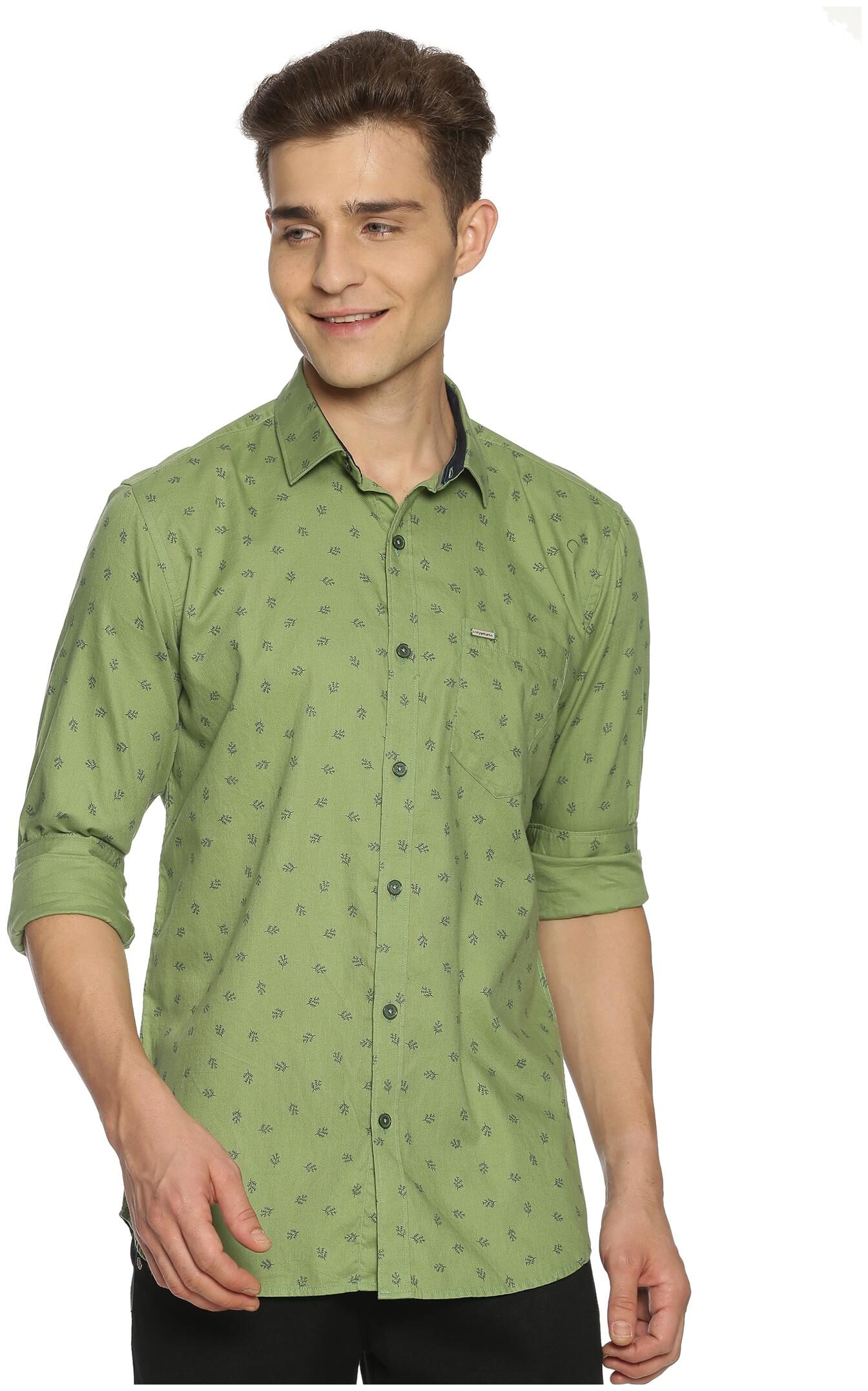 

BLACKANT Men Green Printed Slim Fit Casual Shirt