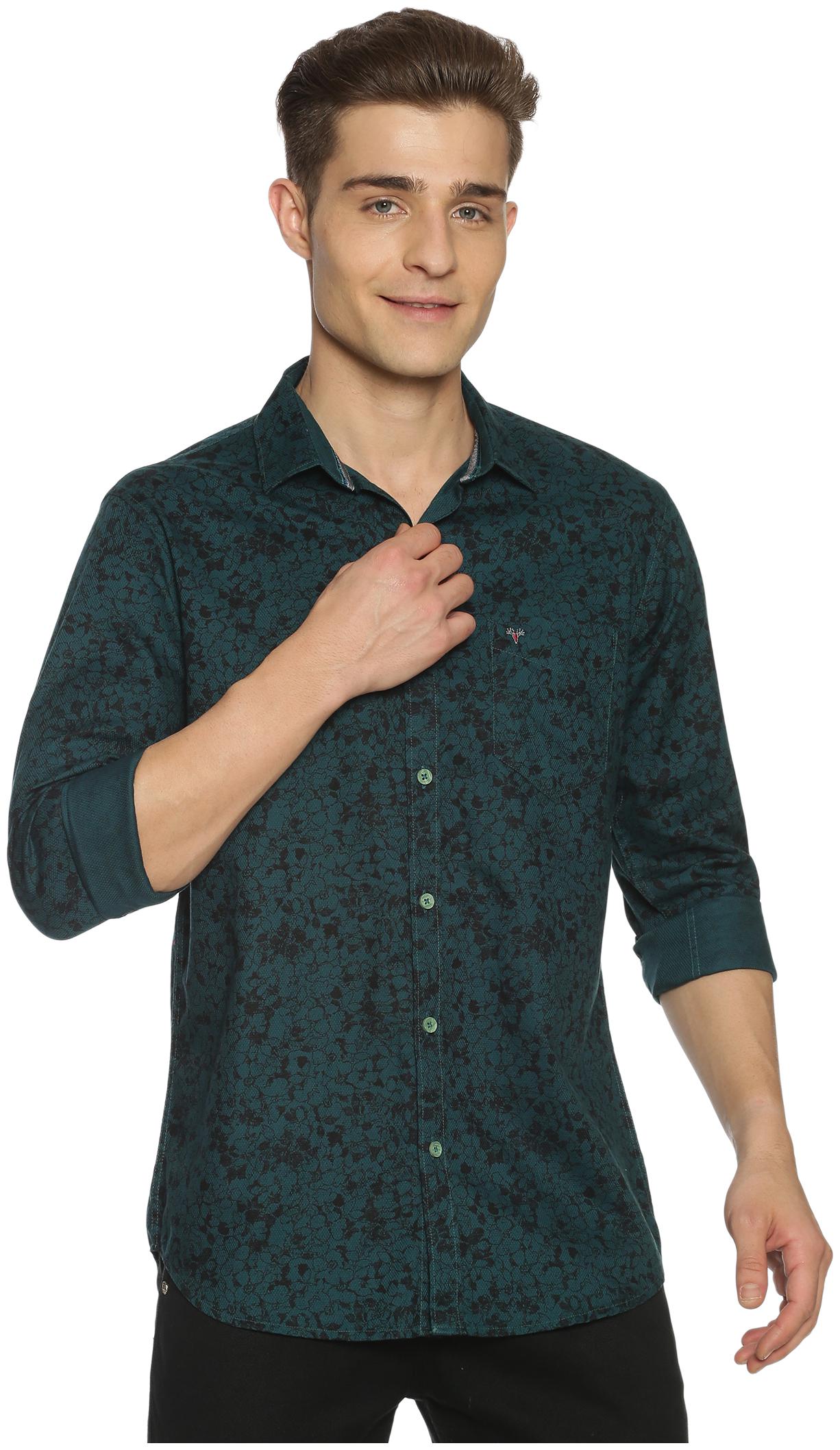 

BLACKANT Men Green Floral Slim Fit Casual Shirt