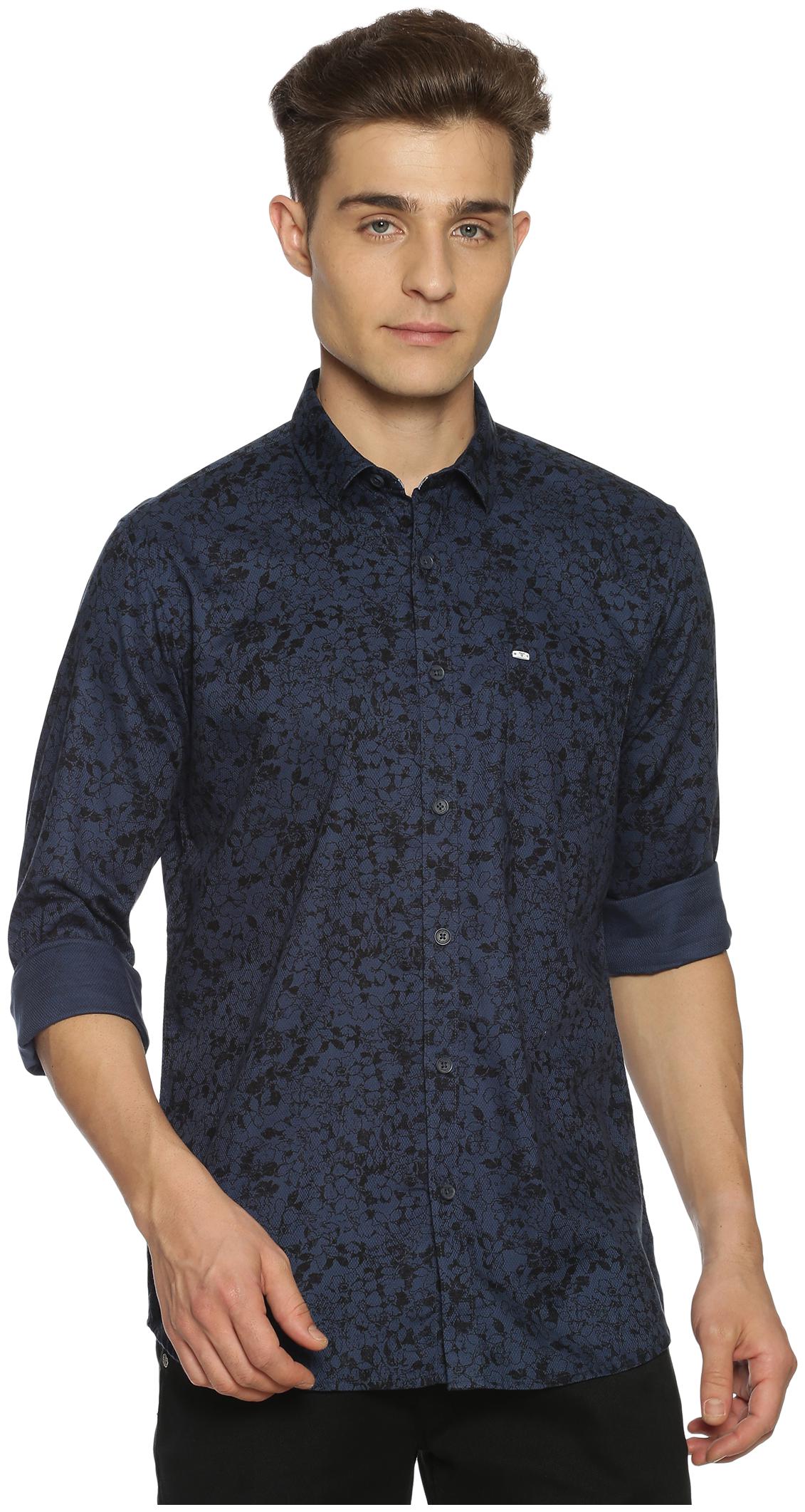 

BLACKANT Men Blue Floral Slim Fit Casual Shirt