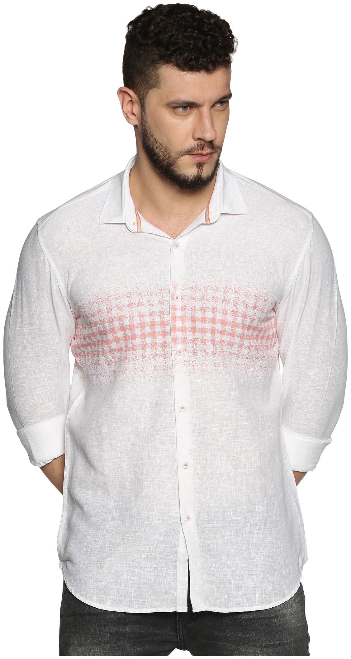 

BLACKANT Men White Checked Slim Fit Casual Shirt