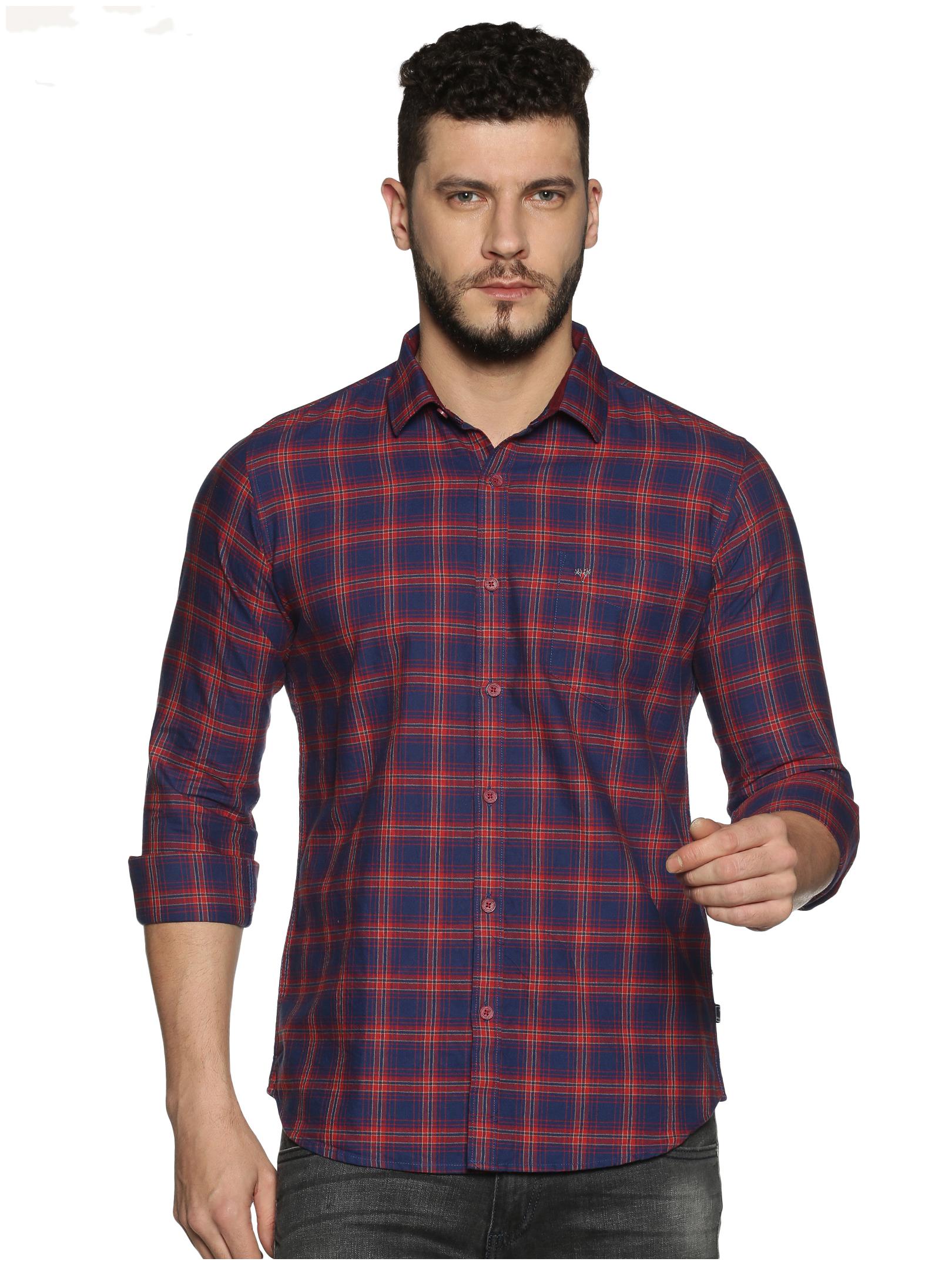 

BLACKANT Men Blue Checked Slim Fit Casual Shirt