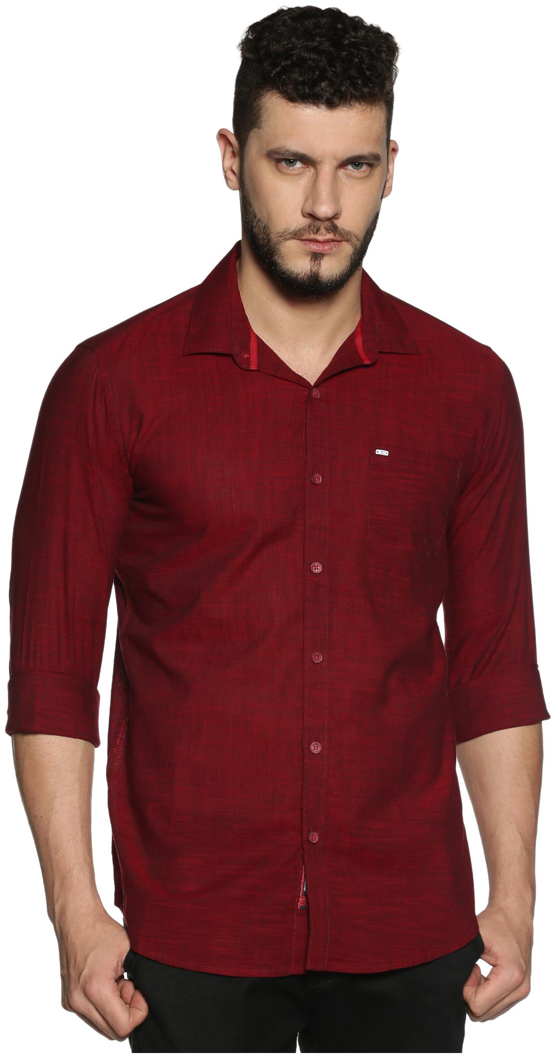 

BLACKANT Men Maroon Solid Slim Fit Casual Shirt