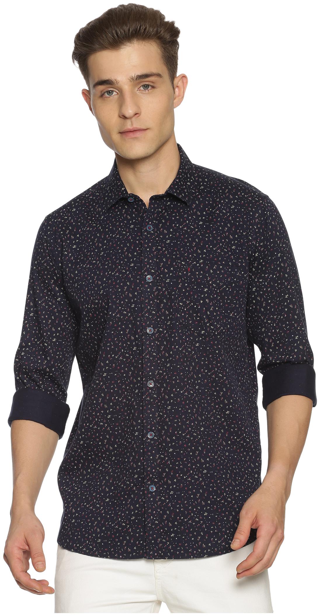 

BLACKANT Men Navy Blue Printed Slim Fit Casual Shirt