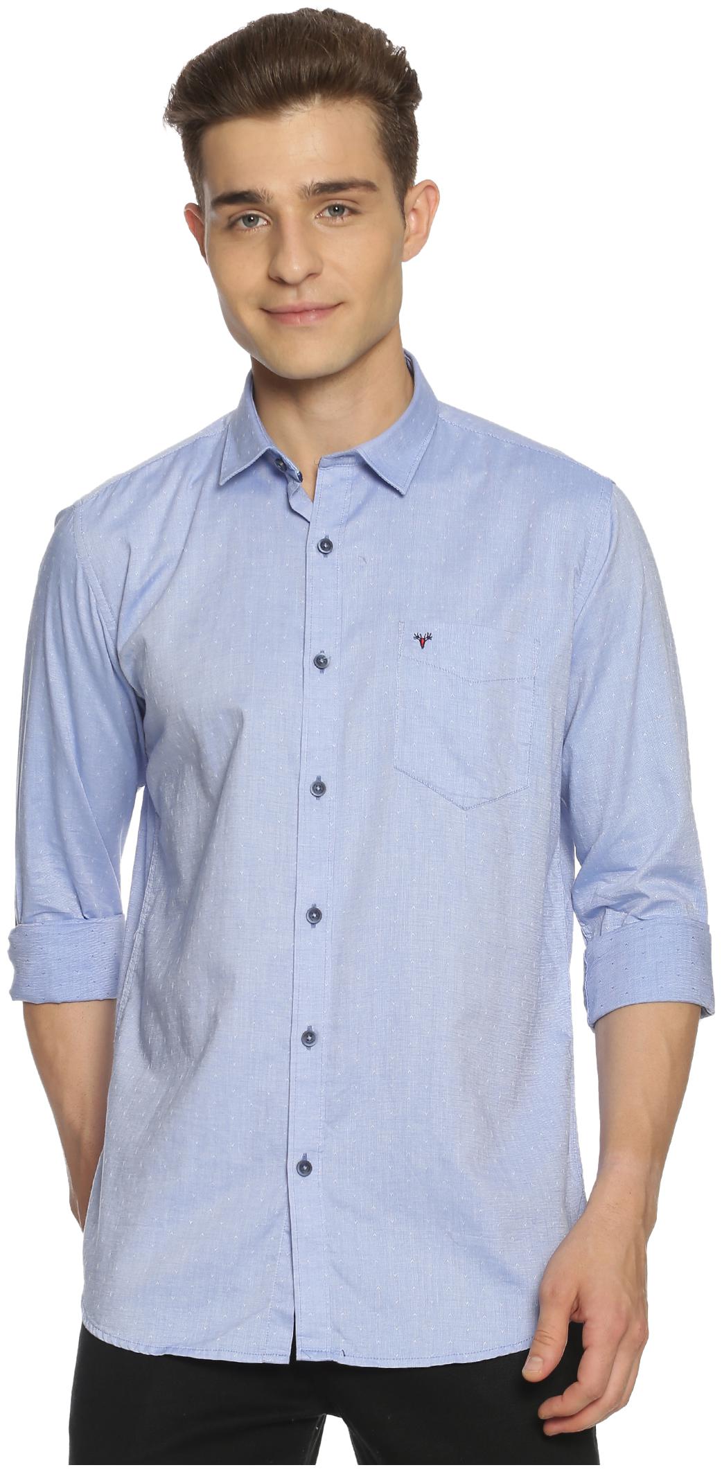 

BLACKANT Men Blue Solid Slim Fit Casual Shirt