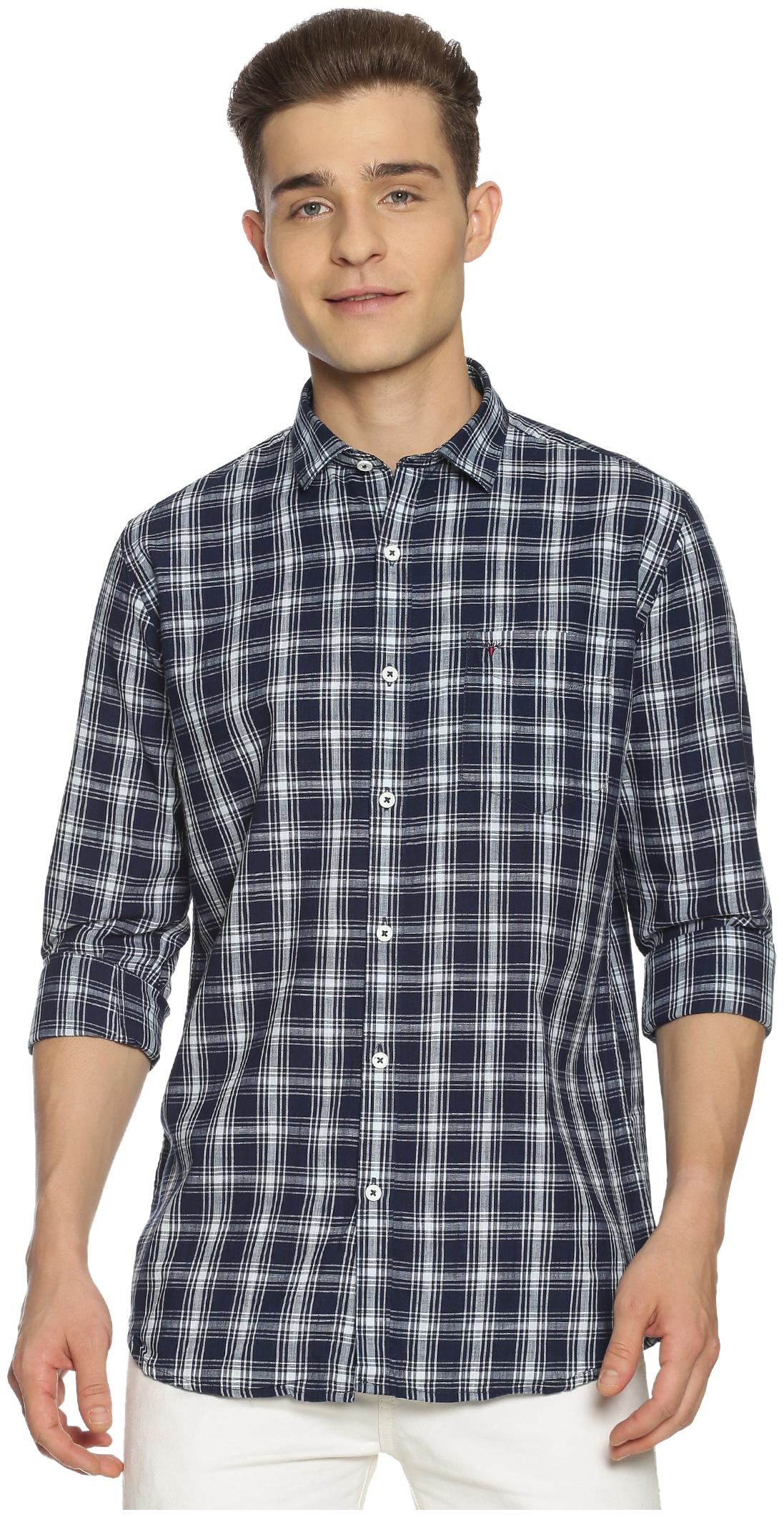 

BLACKANT Men Blue Checked Slim Fit Casual Shirt