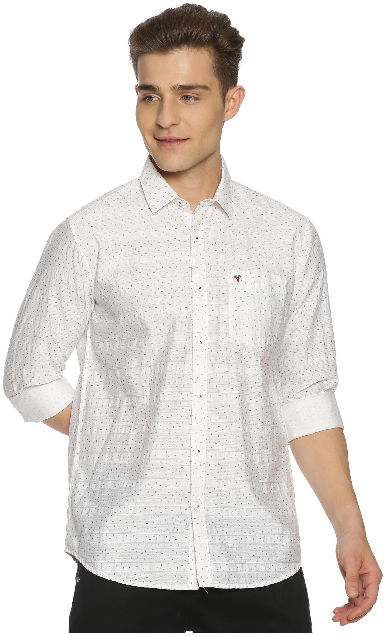 

BLACKANT Men White Printed Slim Fit Casual Shirt