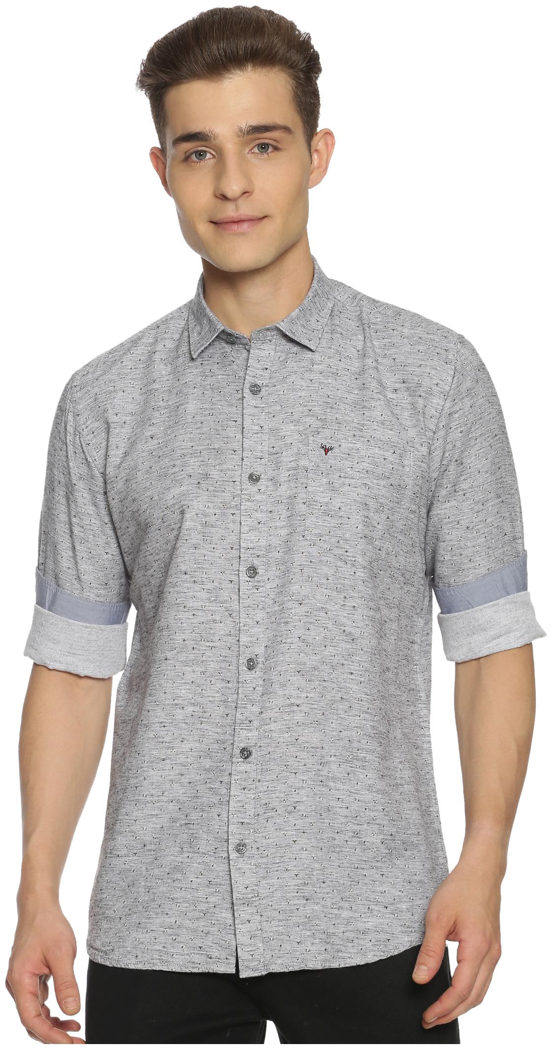 

BLACKANT Men Grey Printed Slim Fit Casual Shirt