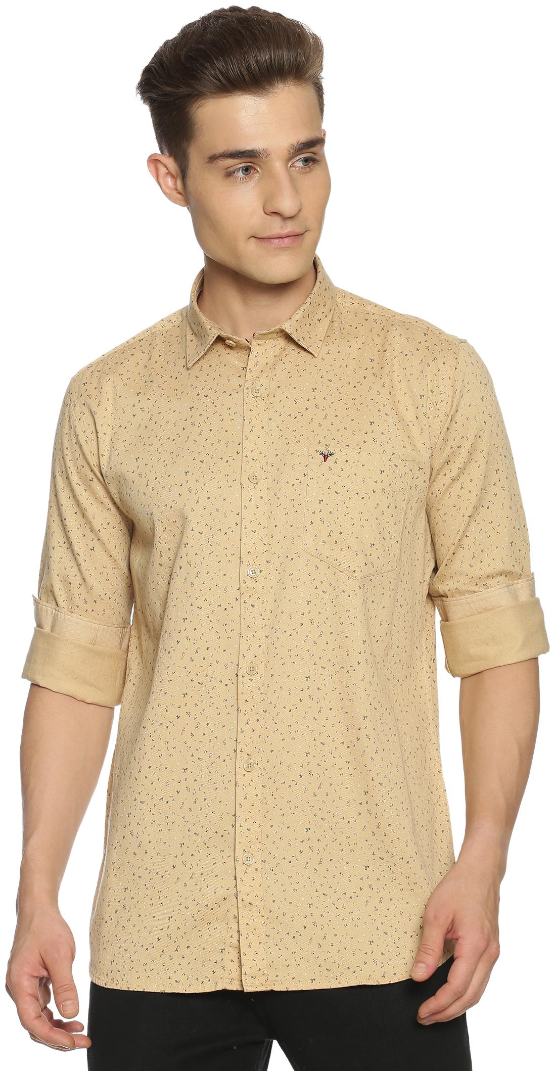 

BLACKANT Men Cream Printed Slim Fit Casual Shirt