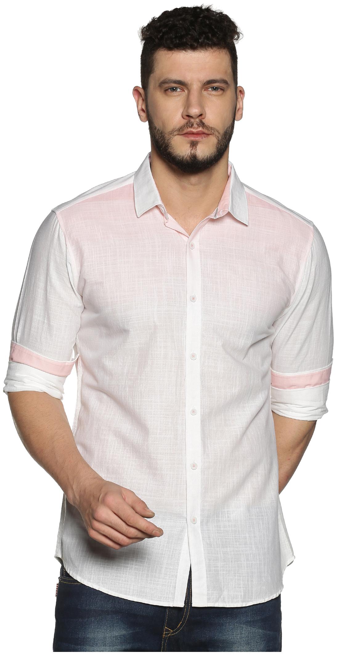 

BLACKANT Men White Solid Slim Fit Casual Shirt