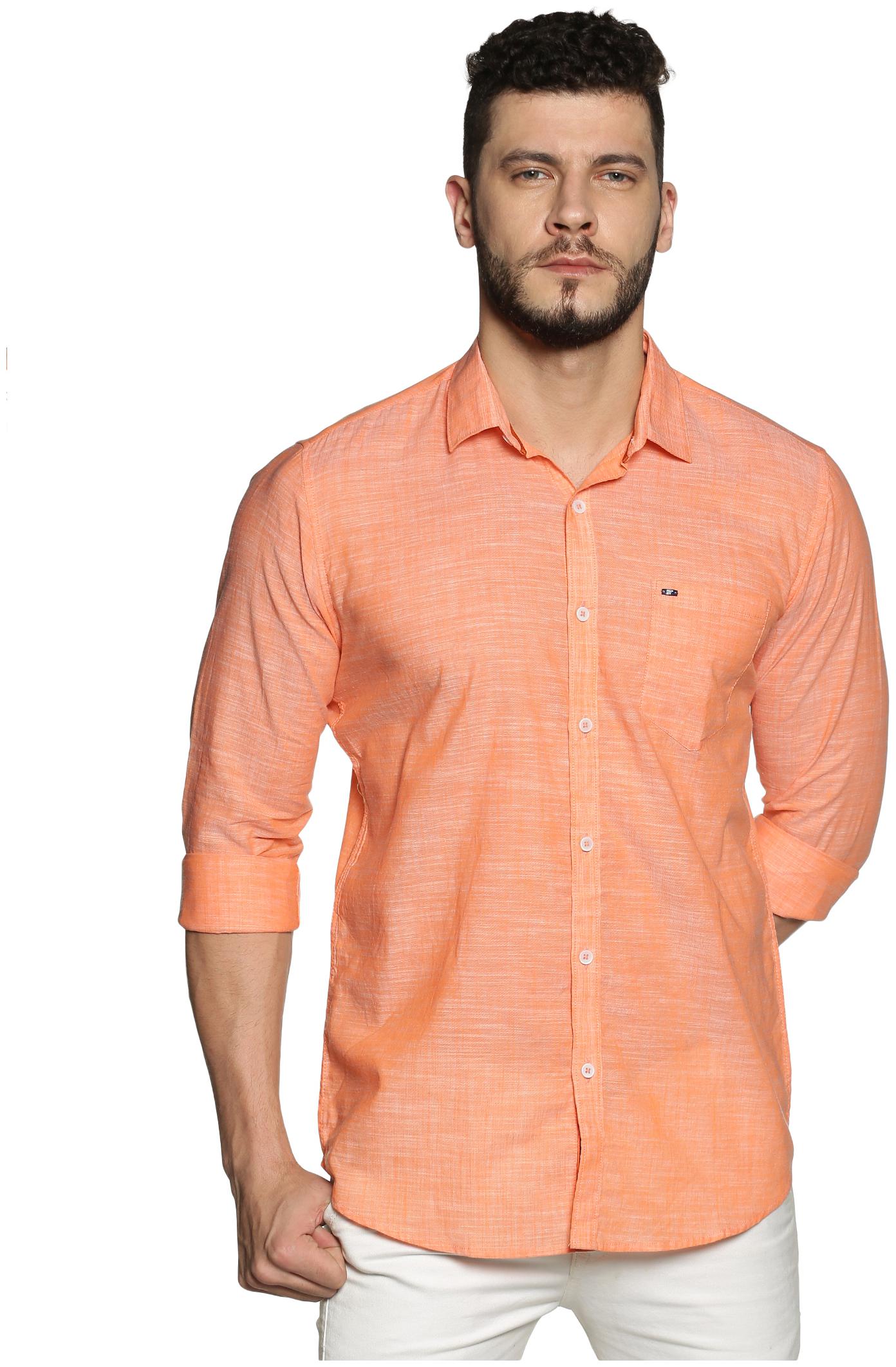 

BLACKANT Men Orange Solid Slim Fit Casual Shirt