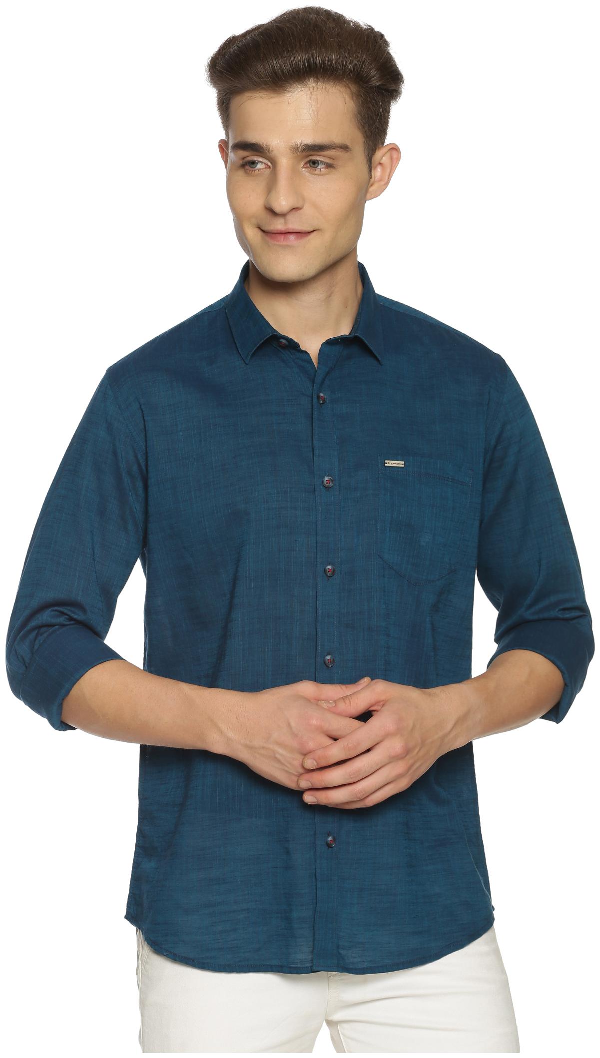 

BLACKANT Men Blue Solid Slim Fit Casual Shirt