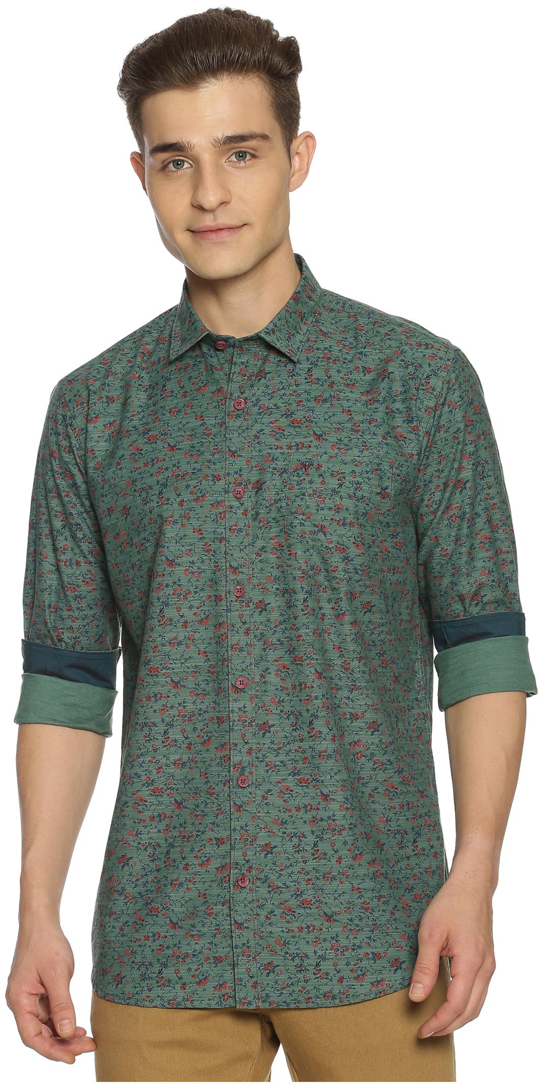 

BLACKANT Men Green Floral Slim Fit Casual Shirt