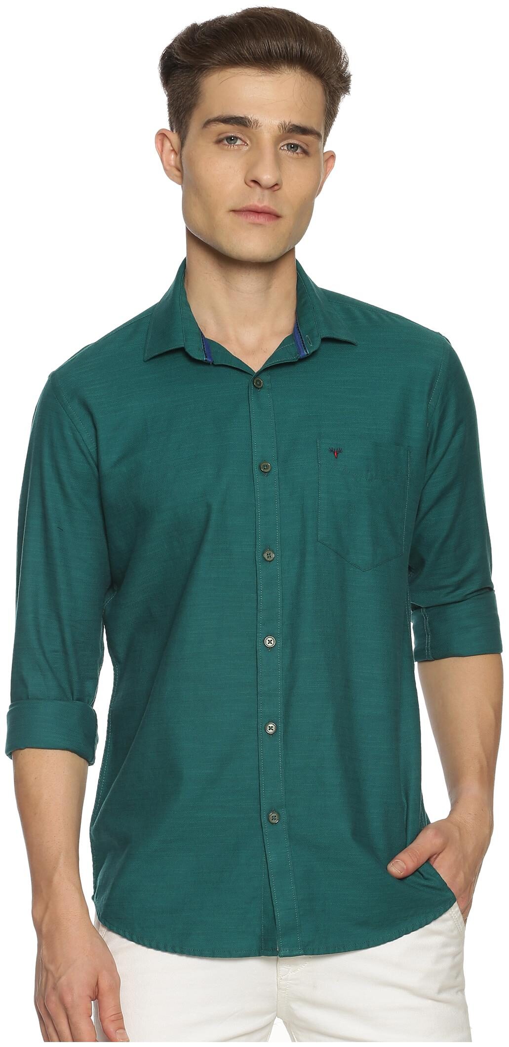 

BLACKANT Men Green Solid Slim Fit Casual Shirt