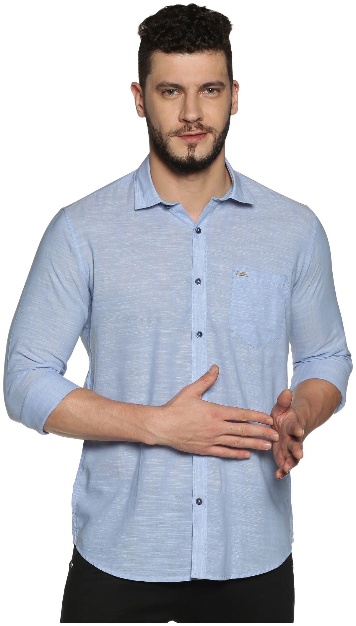 

BLACKANT Men Blue Solid Slim Fit Casual Shirt