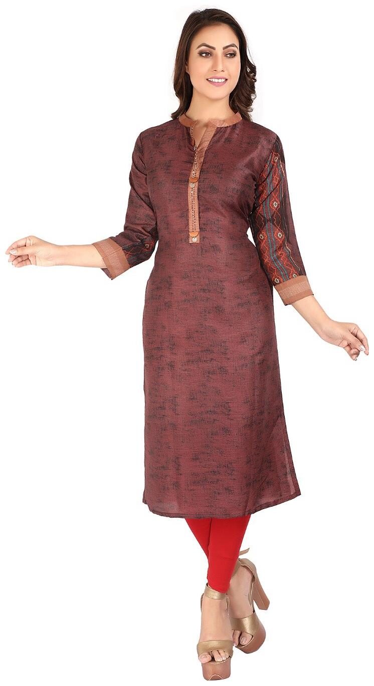 

BLBK Women Maroon Printed Straight Kurta