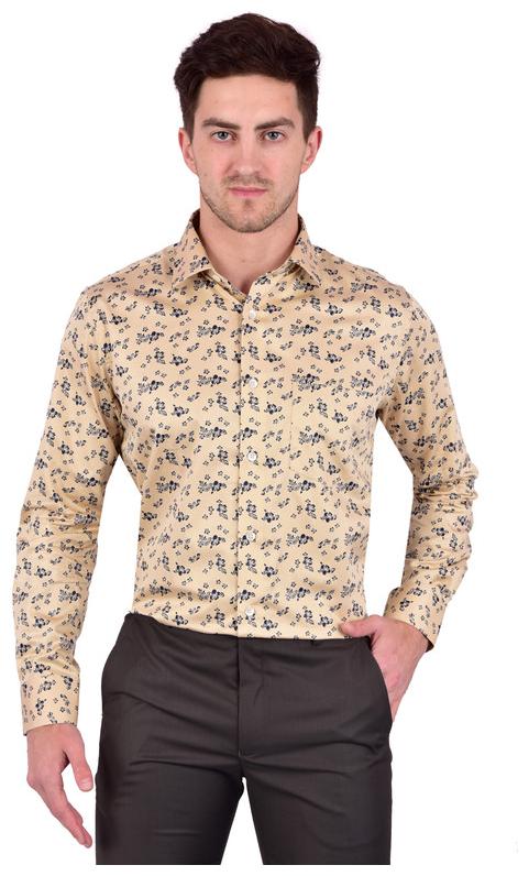 

Bleu Velvet Men Beige Floral Regular Fit Casual Shirt