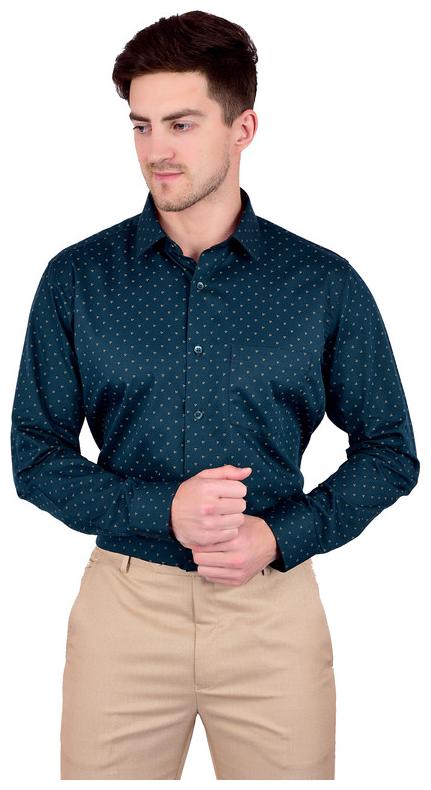 

Bleu Velvet Men Green Printed Regular Fit Casual Shirt