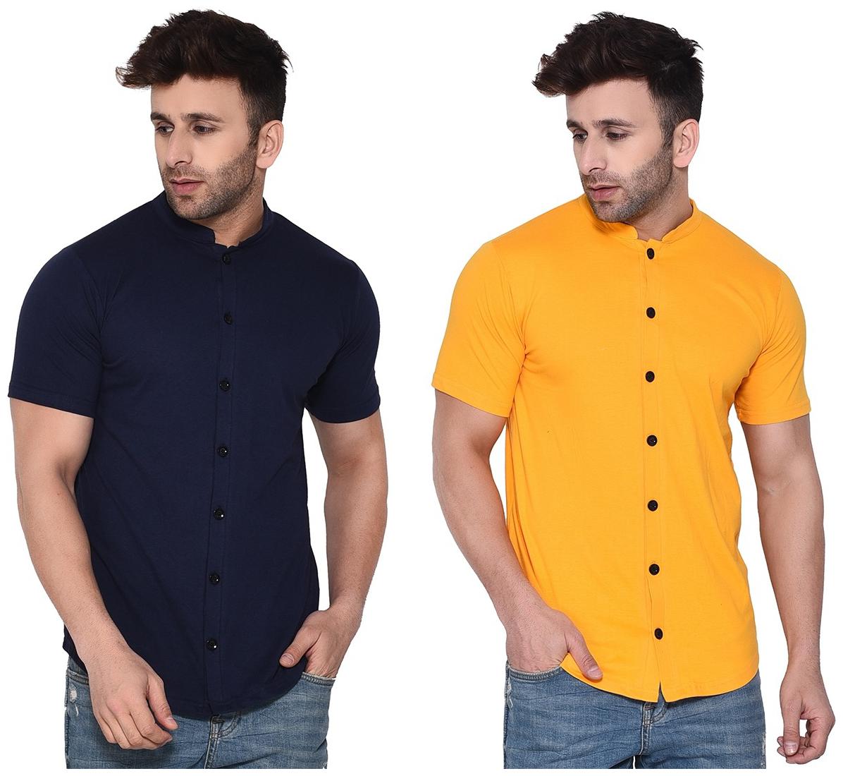 

BLISSTONE Men Blue Yellow Solid Regular Fit Casual Shirt