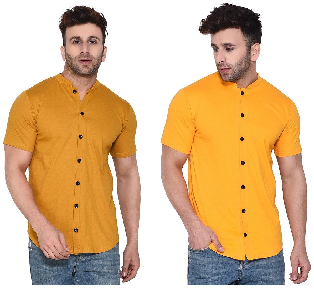 

BLISSTONE Men Yellow Solid Regular Fit Casual Shirt