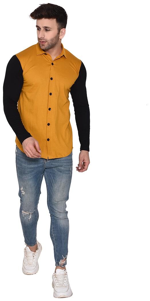 

BLISSTONE Men Yellow Solid Slim Fit Casual Shirt