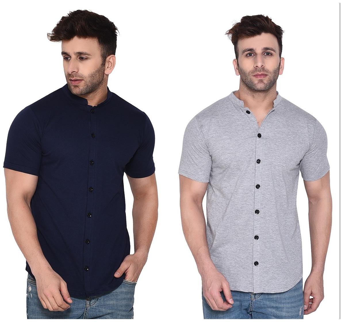 

BLISSTONE Men Blue Grey Solid Regular Fit Casual Shirt