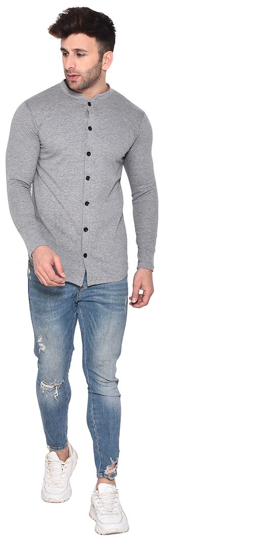 

BLISSTONE Men Grey Solid Slim Fit Casual Shirt
