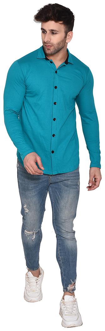 

BLISSTONE Cotton Blend Men shirt Turquoise