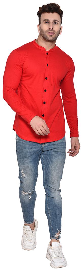 

BLISSTONE Men Red Solid Slim Fit Casual Shirt