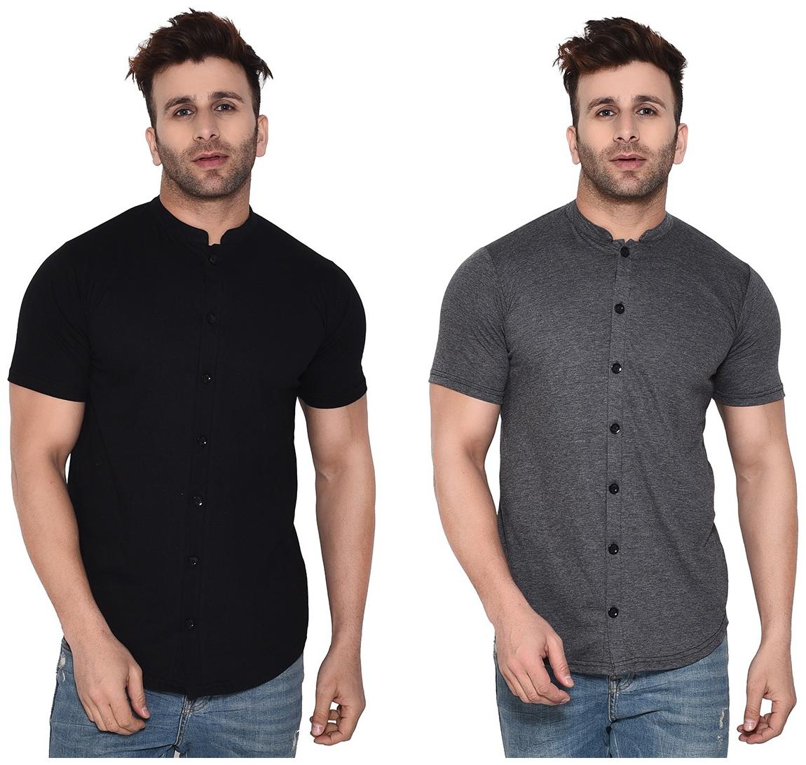 

BLISSTONE Men Black Grey Solid Regular Fit Casual Shirt